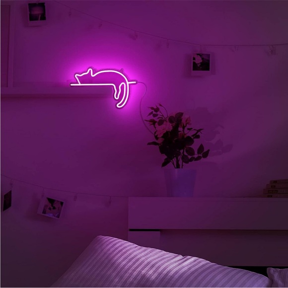 Neon Pink Resting Lounging Kitty Cat Animal LED Neon Party Light Wall Dorm Decor - Picture 4 of 6